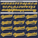 Custom Navy Gold White Softball Jersey Unisex Two-Button Design Personalized Navy Gold-White Two-Button Unisex Softball Jersey