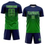 Custom Name and Number Soccer Jersey - Personalized Navy Green-Cream Sublimation Team Uniform Personalized Navy Grass Green-Cream