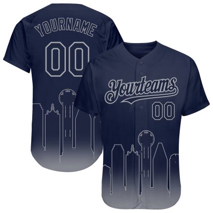 Personalized 3D Dallas City Edition Navy Gray Baseball Jersey - Custom Name and Number, Authentic Fashion Team Gear Personalized