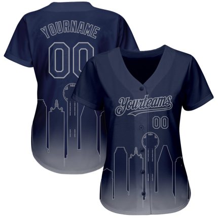 Personalized 3D Dallas City Edition Navy Gray Baseball Jersey - Custom Name and Number, Authentic Fashion Team Gear Personalized