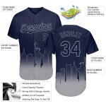 Custom Name & Number New York City Edition Fashion Baseball Jersey - Personalized 3D Navy Gray Team Jersey Personalized Navy