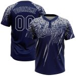Custom Name and Number Unisex Softball Jersey - Personalized Navy Gray 3D Abstract Sharp Shape, Two-Button Design Personalized