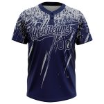 Custom Name and Number Unisex Softball Jersey - Personalized Navy Gray 3D Abstract Sharp Shape, Two-Button Design Personalized