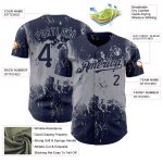 Custom Name and Number Baseball Jersey Gray Navy Abstract 3D Pattern Splatter Grunge Art - Personalized Team Apparel Personalized