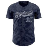 Custom Name & Number Personalized Baseball Jersey - Navy Gray 3D Pattern Design with Curve Lines Personalized Navy Gray 3D