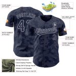 Custom Name & Number Personalized Baseball Jersey - Navy Gray 3D Pattern Design with Curve Lines Personalized Navy Gray 3D