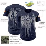 Custom Name and Number Baseball Jersey with Navy Gray Dripping Splatter Art - Personalized 3D Pattern Design Personalized