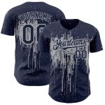 Custom Name and Number Baseball Jersey with Navy Gray Dripping Splatter Art - Personalized 3D Pattern Design Personalized