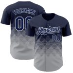 Custom Name and Number 3D Gradient Square Shapes Baseball Jersey - Personalized Navy Gray Design Personalized Navy Gray 3D