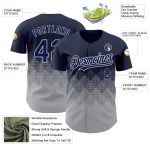 Custom Name and Number 3D Gradient Square Shapes Baseball Jersey - Personalized Navy Gray Design Personalized Navy Gray 3D
