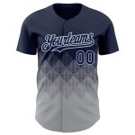 Custom Name and Number 3D Gradient Square Shapes Baseball Jersey - Personalized Navy Gray Design Personalized Navy Gray 3D
