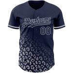 Custom Name and Number Navy Gray Leopard Print 3D Pattern Fashion Baseball Jersey Personalized Navy Gray 3D Pattern Design