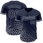 Custom Name and Number Navy Gray Leopard Print 3D Pattern Fashion Baseball Jersey Personalized Navy Gray 3D Pattern Design