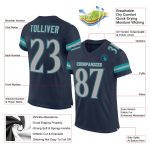 Custom Name Number Authentic Football Jersey Navy Gray Aqua Mesh Personalized Navy Gray-Aqua Mesh Authentic Football Jersey