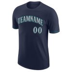 Custom Team T-Shirt with Name and Number - Personalized Navy Gray-Aqua Performance Tee Personalized Navy Gray-Aqua Performance