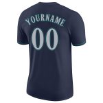 Custom Team T-Shirt with Name and Number - Personalized Navy Gray-Aqua Performance Tee Personalized Navy Gray-Aqua Performance