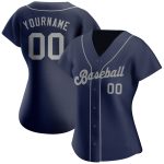 Custom Name and Number Personalized Baseball Jersey - Navy Gray Authentic Team Jersey Personalized Navy Gray Authentic Baseball