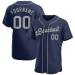 Custom Name and Number Personalized Baseball Jersey - Navy Gray Authentic Team Jersey Personalized Navy Gray Authentic Baseball