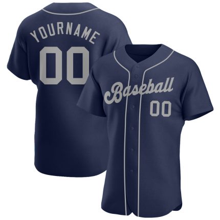 Custom Name and Number Personalized Baseball Jersey - Navy Gray Authentic Team Jersey Personalized Navy Gray Authentic Baseball