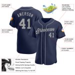 Custom Name and Number Personalized Baseball Jersey - Navy Gray Authentic Team Jersey Personalized Navy Gray Authentic Baseball