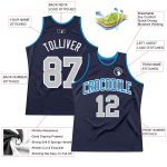 Personalized Authentic Basketball Jersey - Navy Gray-Blue Throwback Style Personalized Navy Gray-Blue Authentic Throwback