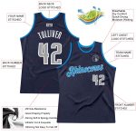 Custom Personalized Basketball Jersey - Navy Gray-Blue Authentic Throwback with Team Name and Number Personalized Navy Gray-Blue