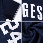 Custom Name and Number Baseball Jersey Shirt - Authentic Navy Gray-Blue Throwback Rib-Knit Personalized Navy Gray-Blue Authentic