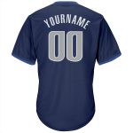 Custom Name and Number Baseball Jersey Shirt - Authentic Navy Gray-Blue Throwback Rib-Knit Personalized Navy Gray-Blue Authentic