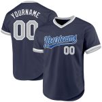 Custom Name and Number Authentic Throwback Baseball Jersey - Personalized Navy Gray Blue White Personalized Navy Gray Blue-White
