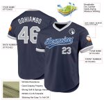 Custom Name and Number Authentic Throwback Baseball Jersey - Personalized Navy Gray Blue White Personalized Navy Gray Blue-White