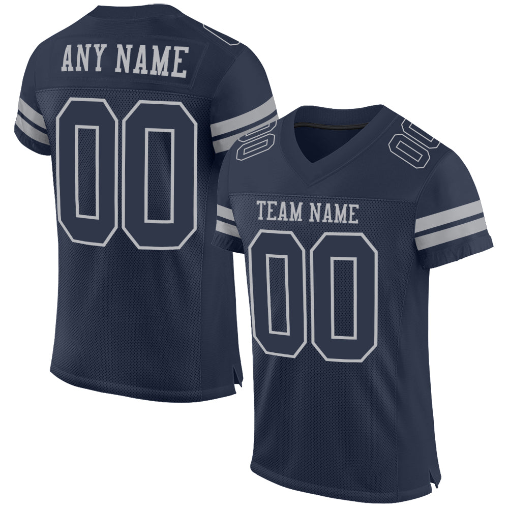 Custom Name Number Authentic Football Jersey Navy Gray Mesh Personalized Team Personalized Navy Gray Mesh Authentic Football