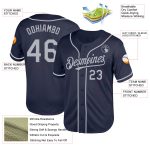 Personalized Authentic Throwback Baseball Jersey in Navy Gray Mesh Personalized Navy Gray Mesh Authentic Throwback Baseball
