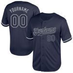 Personalized Custom Name Number Navy Gray Mesh Baseball Jersey - Authentic Throwback Team Jersey Personalized Navy Gray Mesh