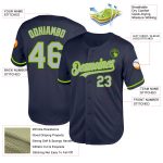 Custom Name and Number Personalized Baseball Jersey in Navy Gray Neon Green Mesh - Authentic Throwback Team Apparel Personalized