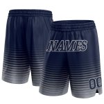Custom Name Number Personalized Navy Gray Pinstripe Basketball Shorts Authentic Fashion Team Personalized Navy Gray Pinstripe