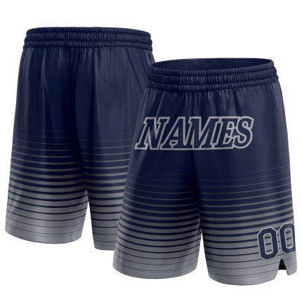 Custom Name Number Personalized Navy Gray Pinstripe Basketball Shorts Authentic Fashion Team Personalized Navy Gray Pinstripe