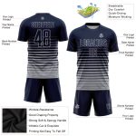 Custom Navy Gray Pinstripe Soccer Jersey with Personalized Name and Number - Fade Fashion Uniform Personalized Navy Gray