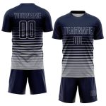 Custom Navy Gray Pinstripe Soccer Jersey with Personalized Name and Number - Fade Fashion Uniform Personalized Navy Gray