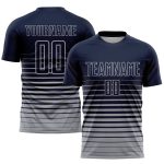 Custom Navy Gray Pinstripe Soccer Jersey with Personalized Name and Number - Fade Fashion Uniform Personalized Navy Gray