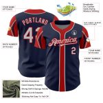 Custom Baseball Jersey with Name and Number - Personalized Navy Gray Red Arm Shapes, Authentic Team Apparel Personalized