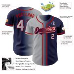 Custom Name Number Authentic Gradient Baseball Jersey - Personalized Navy Gray Red Team Apparel Personalized Navy Gray-Red