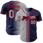Custom Name Number Authentic Gradient Baseball Jersey - Personalized Navy Gray Red Team Apparel Personalized Navy Gray-Red