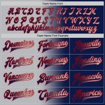 Custom Name Number Navy Gray Red Bomber Varsity Jacket Full-Snap Fashion Layer Gradient Team Style Personalized Navy Gray-Red