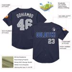 Custom Name and Number Personalized Baseball Jersey - Navy Gray-Royal Mesh Authentic Throwback Personalized Navy Gray-Royal