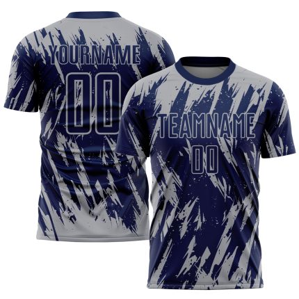 Personalized Soccer Jersey - Navy Gray Sublimation Uniform for Kids & Adults Personalized Navy Gray Sublimation Soccer Uniform