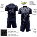 Custom Name and Number Soccer Jersey - Personalized Navy Gray Uniform - Team Apparel Personalized Navy Gray Sublimation Soccer
