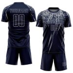 Custom Name and Number Soccer Jersey - Personalized Navy Gray Uniform - Team Apparel Personalized Navy Gray Sublimation Soccer