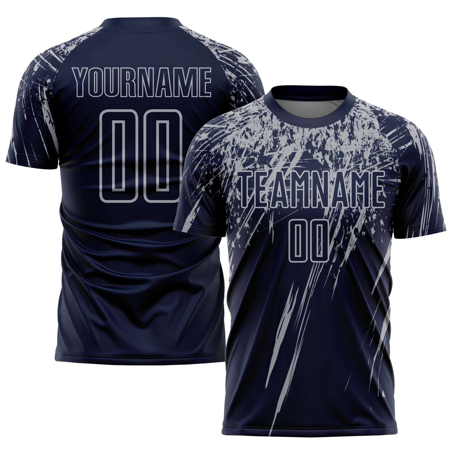 Custom Name and Number Soccer Jersey - Personalized Navy Gray Uniform - Team Apparel Personalized Navy Gray Sublimation Soccer