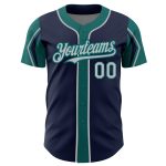 Customizable Navy Gray Teal Baseball Jersey with Personalized Name and Number - Authentic Team Apparel Personalized Navy