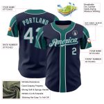 Customizable Navy Gray Teal Baseball Jersey with Personalized Name and Number - Authentic Team Apparel Personalized Navy